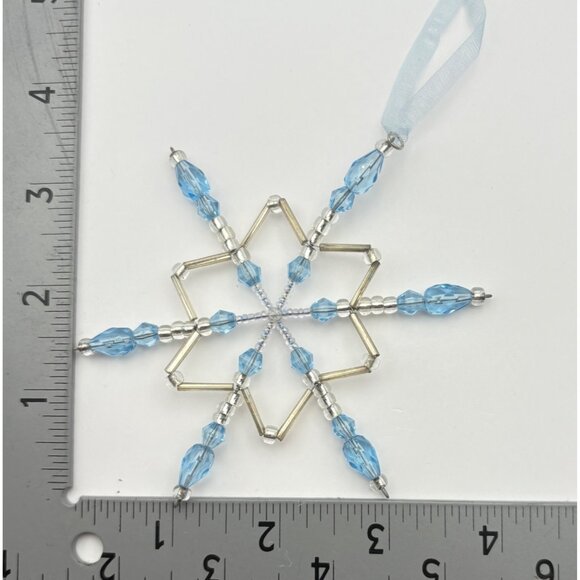 Hallmark Beaded Snowflake Christmas Ornaments Frostlight Faeries Blue Set of 3 - Picture 3 of 7